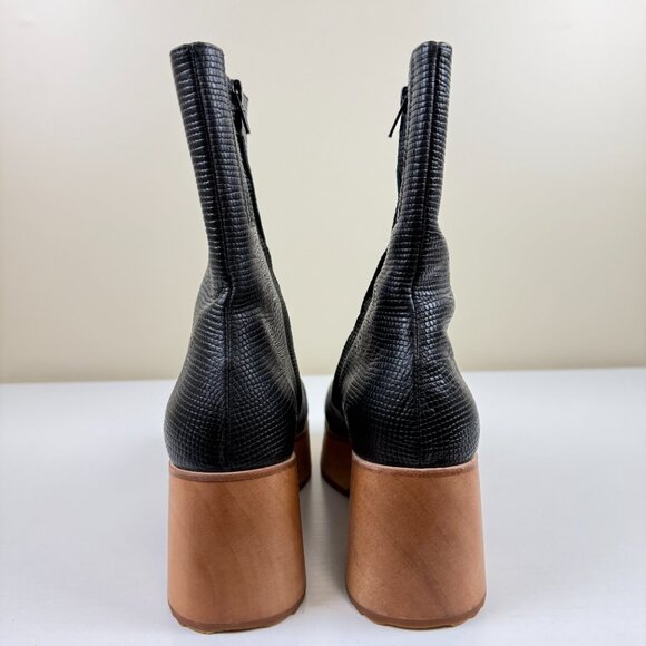 RARE NEW Charlotte Stone Isla Black Snakeskin Print Leather Clog Boots - Picture 5 of 13